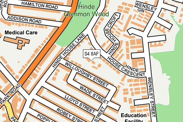 S4 8AF map - OS OpenMap – Local (Ordnance Survey)