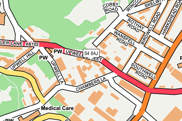 S4 8AJ map - OS OpenMap – Local (Ordnance Survey)