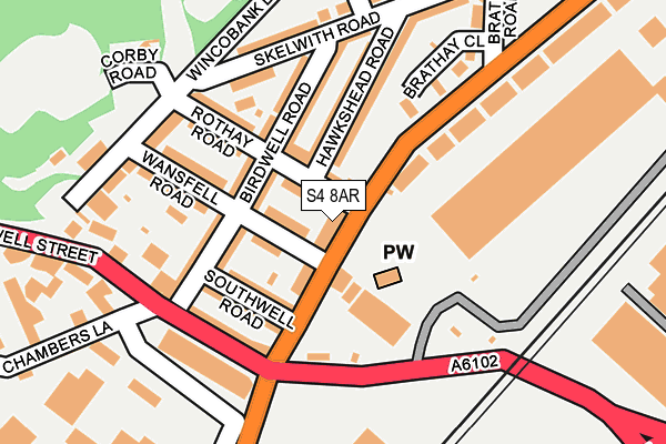 S4 8AR map - OS OpenMap – Local (Ordnance Survey)