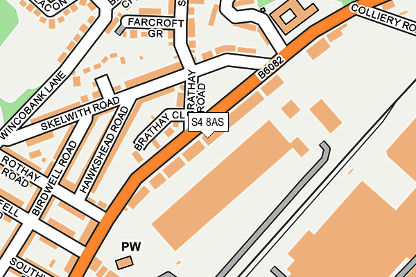 S4 8AS map - OS OpenMap – Local (Ordnance Survey)