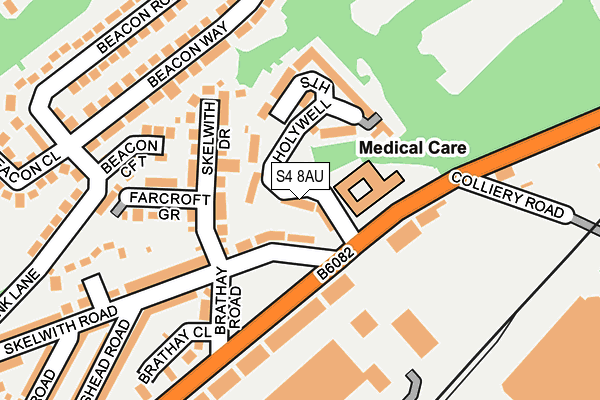 S4 8AU map - OS OpenMap – Local (Ordnance Survey)