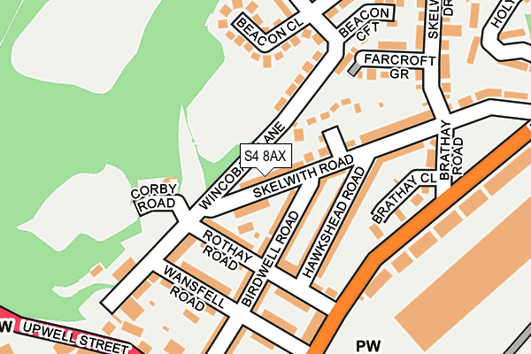S4 8AX map - OS OpenMap – Local (Ordnance Survey)