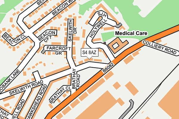 S4 8AZ map - OS OpenMap – Local (Ordnance Survey)