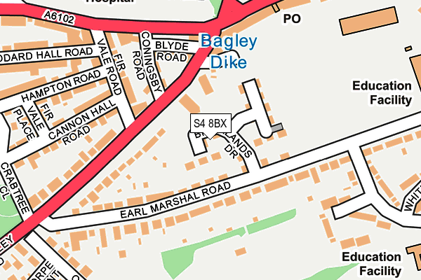 S4 8BX map - OS OpenMap – Local (Ordnance Survey)