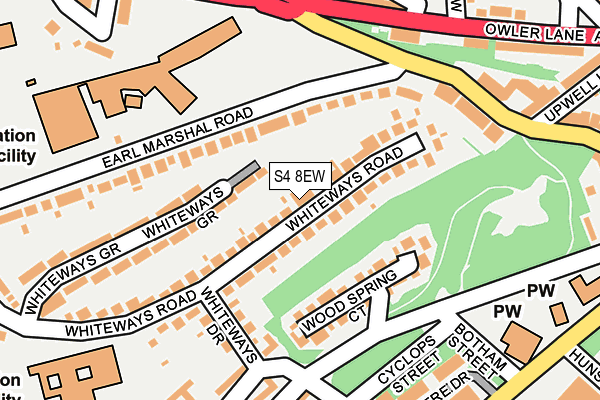 S4 8EW map - OS OpenMap – Local (Ordnance Survey)