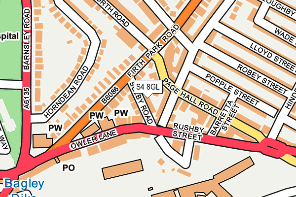 S4 8GL map - OS OpenMap – Local (Ordnance Survey)