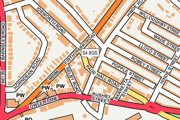 S4 8GS map - OS OpenMap – Local (Ordnance Survey)