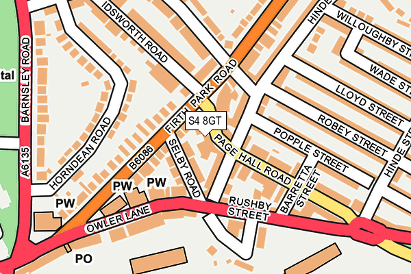 S4 8GT map - OS OpenMap – Local (Ordnance Survey)