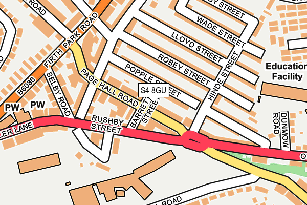 S4 8GU map - OS OpenMap – Local (Ordnance Survey)