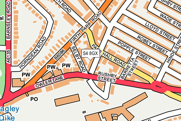 S4 8GX map - OS OpenMap – Local (Ordnance Survey)