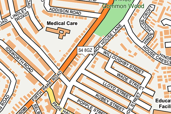 S4 8GZ map - OS OpenMap – Local (Ordnance Survey)