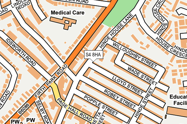 S4 8HA map - OS OpenMap – Local (Ordnance Survey)
