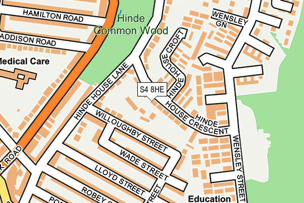 S4 8HE map - OS OpenMap – Local (Ordnance Survey)