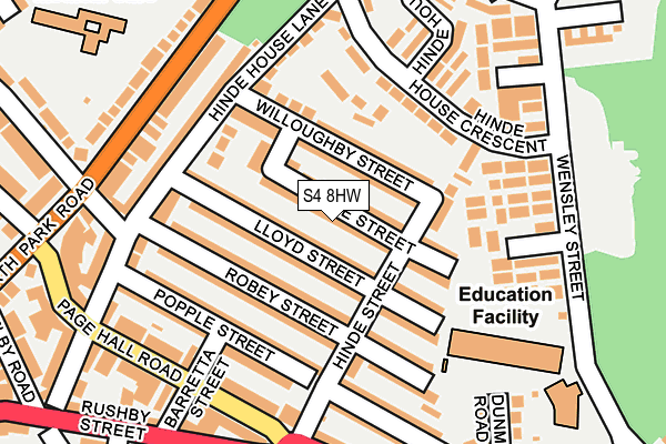 S4 8HW map - OS OpenMap – Local (Ordnance Survey)