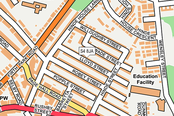 S4 8JA map - OS OpenMap – Local (Ordnance Survey)