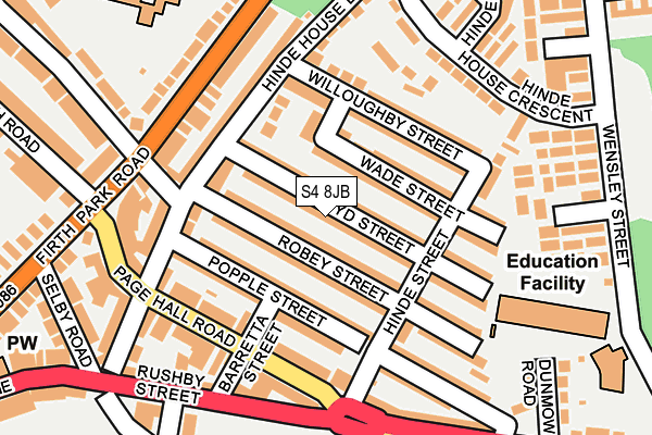 S4 8JB map - OS OpenMap – Local (Ordnance Survey)