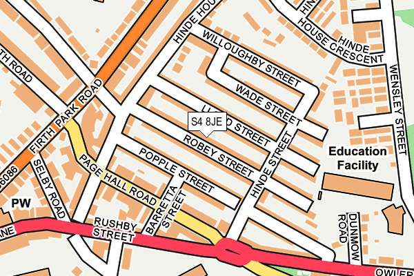 S4 8JE map - OS OpenMap – Local (Ordnance Survey)