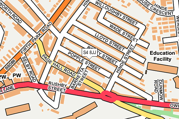S4 8JJ map - OS OpenMap – Local (Ordnance Survey)
