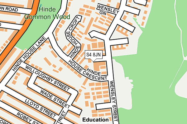 S4 8JN map - OS OpenMap – Local (Ordnance Survey)