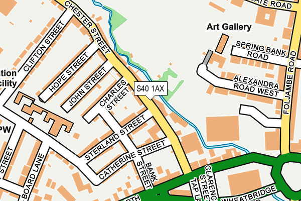S40 1AX map - OS OpenMap – Local (Ordnance Survey)