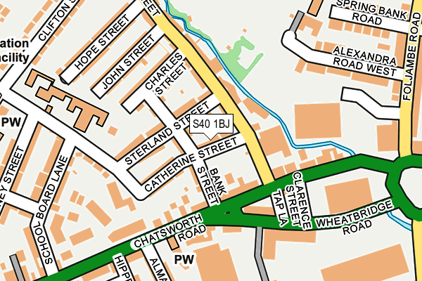 S40 1BJ map - OS OpenMap – Local (Ordnance Survey)