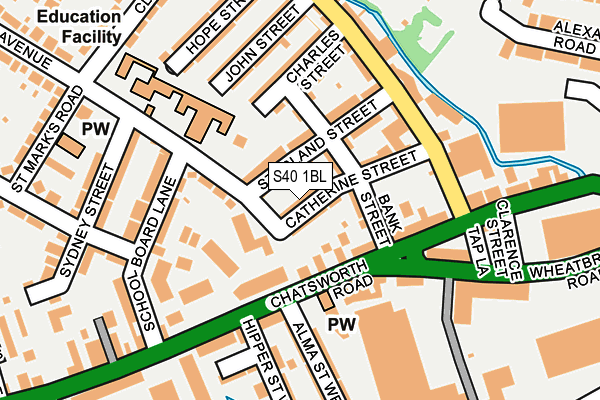 S40 1BL map - OS OpenMap – Local (Ordnance Survey)