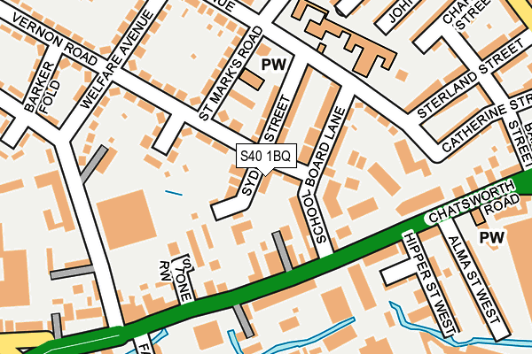 S40 1BQ map - OS OpenMap – Local (Ordnance Survey)