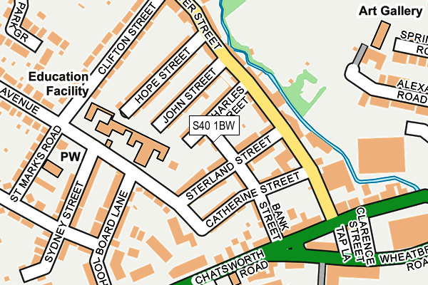 S40 1BW map - OS OpenMap – Local (Ordnance Survey)