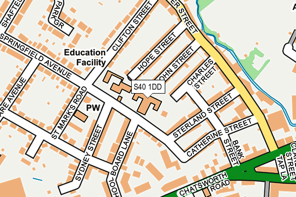 S40 1DD map - OS OpenMap – Local (Ordnance Survey)