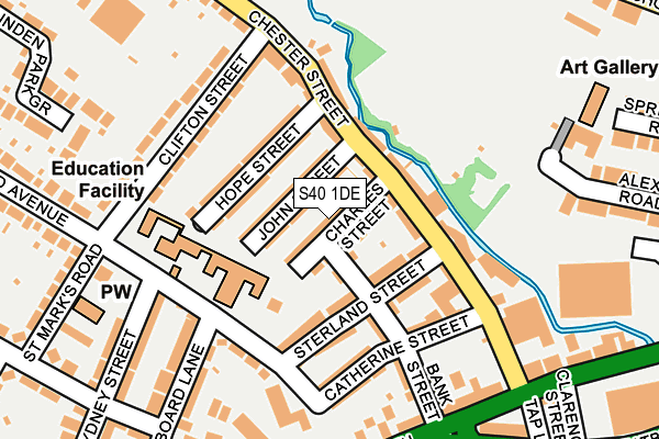 S40 1DE map - OS OpenMap – Local (Ordnance Survey)