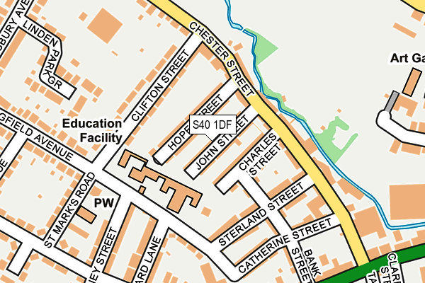 S40 1DF map - OS OpenMap – Local (Ordnance Survey)