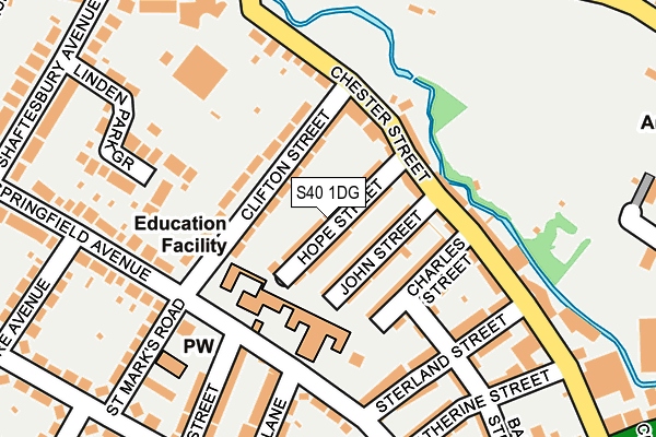 S40 1DG map - OS OpenMap – Local (Ordnance Survey)