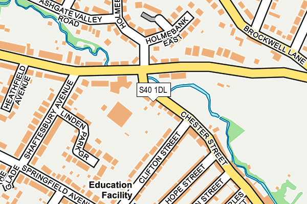 S40 1DL map - OS OpenMap – Local (Ordnance Survey)