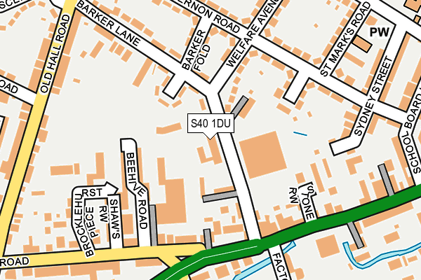 S40 1DU map - OS OpenMap – Local (Ordnance Survey)