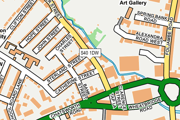 S40 1DW map - OS OpenMap – Local (Ordnance Survey)