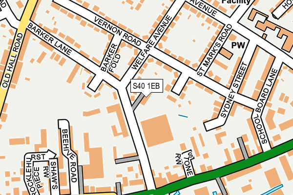 S40 1EB map - OS OpenMap – Local (Ordnance Survey)