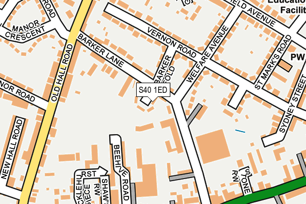 S40 1ED map - OS OpenMap – Local (Ordnance Survey)