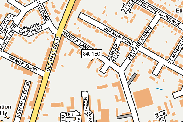 S40 1EG map - OS OpenMap – Local (Ordnance Survey)