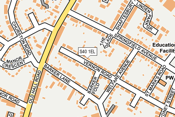 S40 1EL map - OS OpenMap – Local (Ordnance Survey)