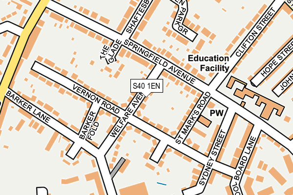 S40 1EN map - OS OpenMap – Local (Ordnance Survey)