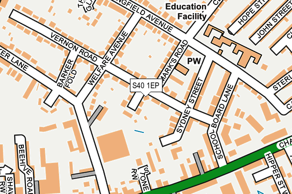 S40 1EP map - OS OpenMap – Local (Ordnance Survey)