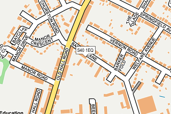 S40 1EQ map - OS OpenMap – Local (Ordnance Survey)