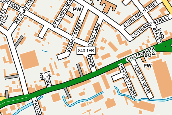 S40 1ER map - OS OpenMap – Local (Ordnance Survey)