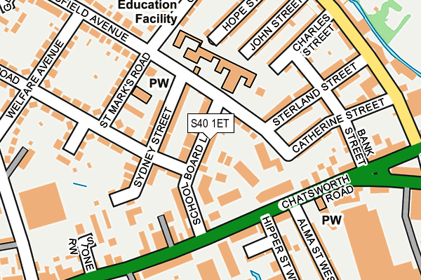 S40 1ET map - OS OpenMap – Local (Ordnance Survey)
