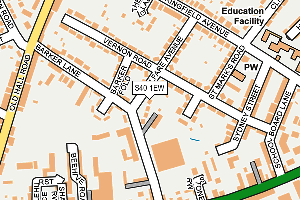 S40 1EW map - OS OpenMap – Local (Ordnance Survey)