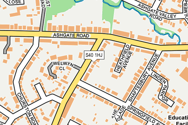 S40 1HJ map - OS OpenMap – Local (Ordnance Survey)