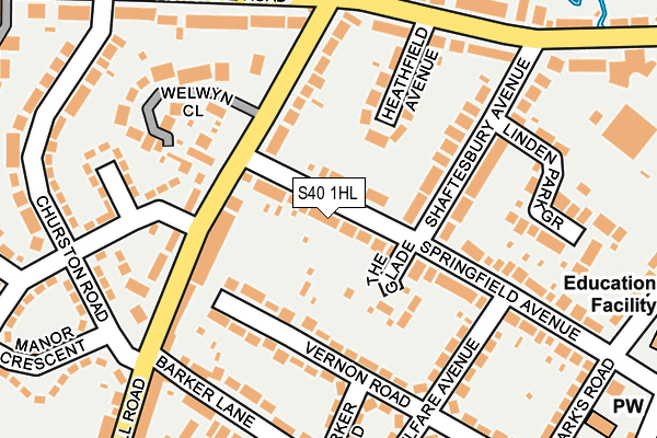 S40 1HL map - OS OpenMap – Local (Ordnance Survey)