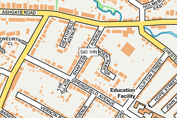 S40 1HN map - OS OpenMap – Local (Ordnance Survey)