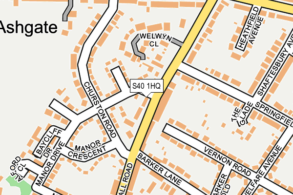 S40 1HQ map - OS OpenMap – Local (Ordnance Survey)