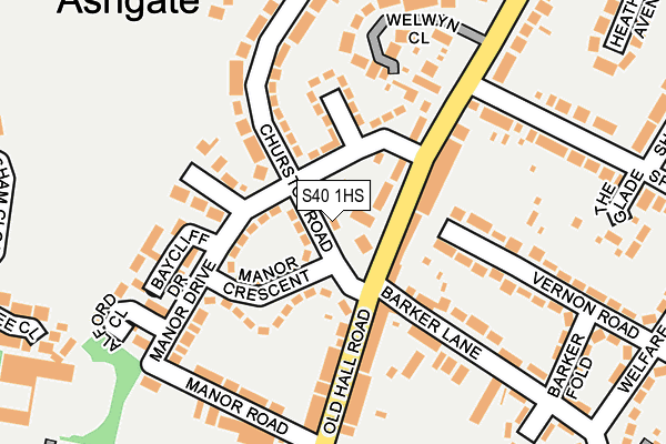 S40 1HS map - OS OpenMap – Local (Ordnance Survey)